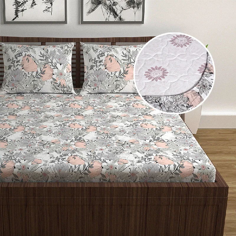 Flat Sheets with a High - Quality Finish for a Luxurious LookBloom Floral  Elastic Fitted Double Bed Bedsheet