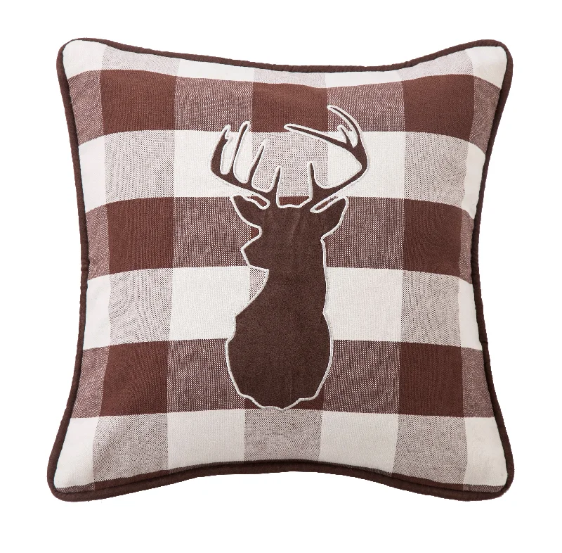 Decorative Pillows for Living Room MakeoverHiEnd Accents Embroidered Deer on Buffalo Linen Fabric