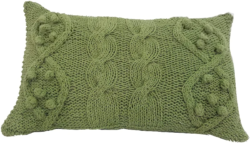 Orthopedic Pillows for Back Pain ReliefBenzara 20 X 14 Inch Cotton Cable Knit Pillow with Twisted Details, Set of 2, Green