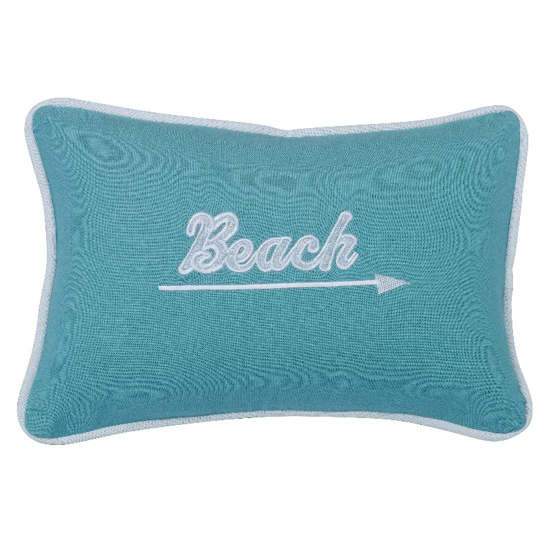 Lumbar Support Pillows for Car SeatsHiEnd Accents Embroidered ``Beach`` Pillow