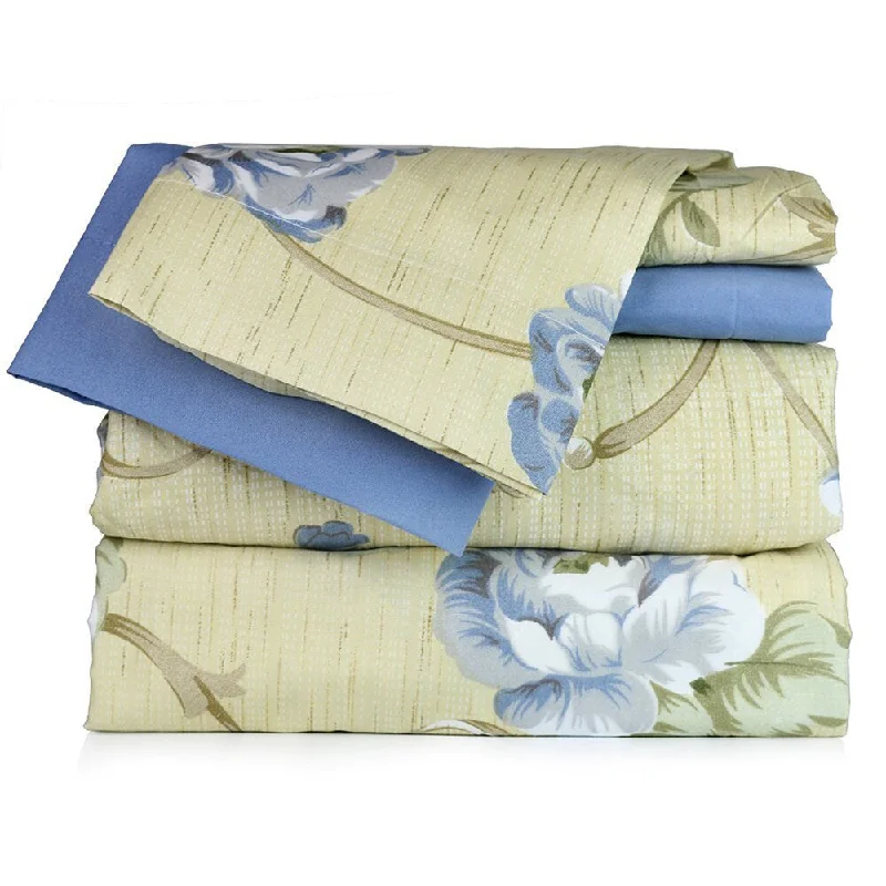 Rayon - Cotton Sheets for a Breathable and Soft BlendBlue Floral Sheet Set