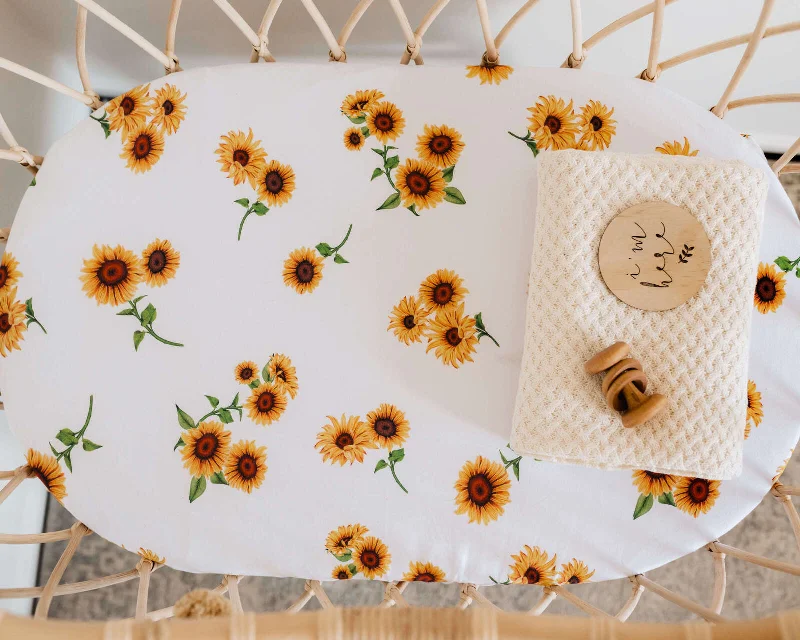 Sheet Sets with Multiple Pillowcase OptionsSnuggle Hunny Kids - Bassinet Fitted Sheet / Change Pad Cover - Sunflower