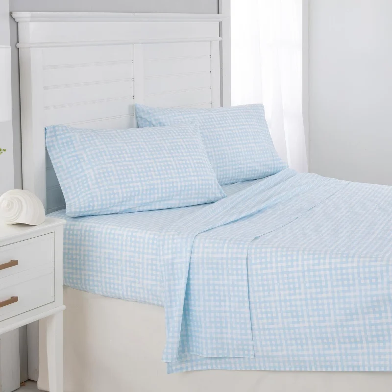 Flat Sheets with a High - Quality Finish for a Luxurious LookSouthern Tide Beaufort Watercolor Gingham Blue Sheet Set