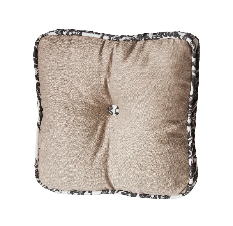 Plush Pillows for a Cozy BedHiEnd Accents Buttoned Boxed Pillow with Toile Piping Detail