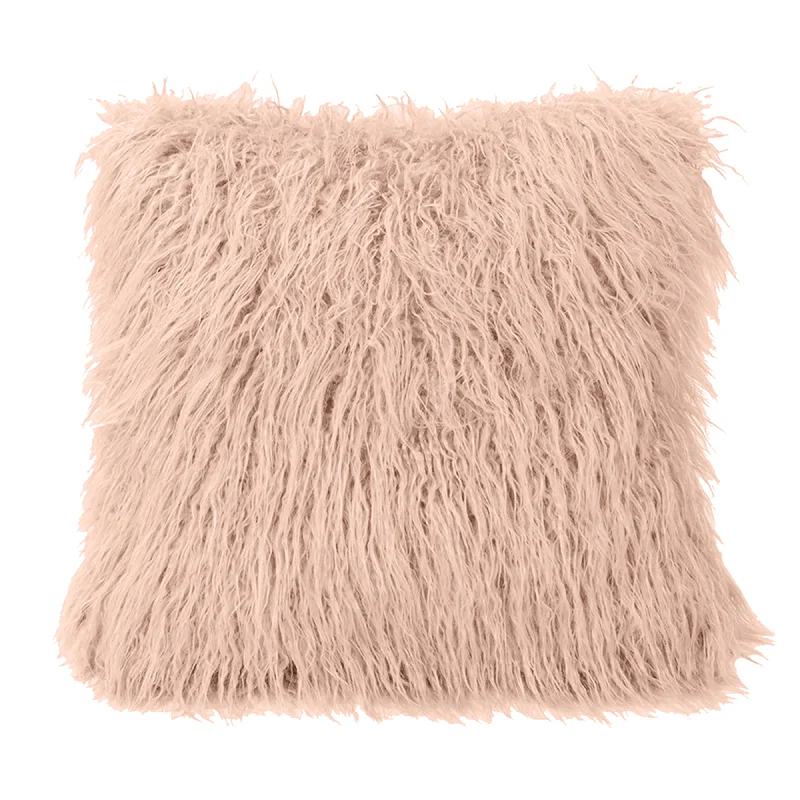 Kids Pillows with Fun DesignsHiEnd Accents Mongolian Fur Pillow, Blush