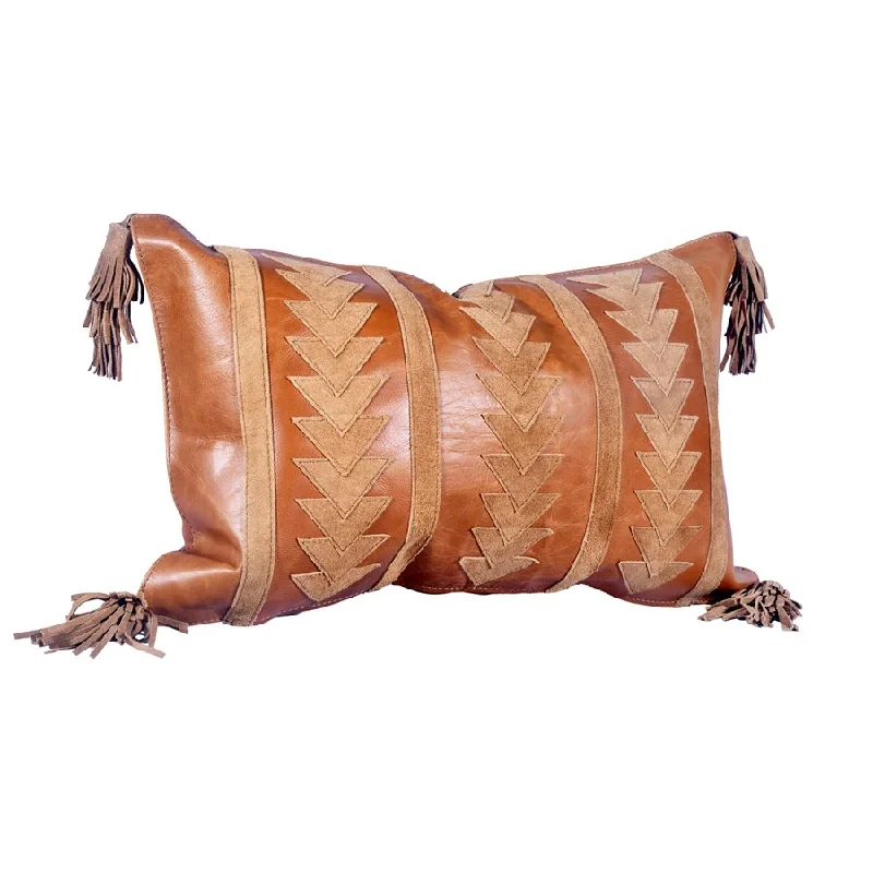 Silk Pillows for Smooth Skin and HairHiEnd Accents Arrow Design Leather Pillow With Tassels