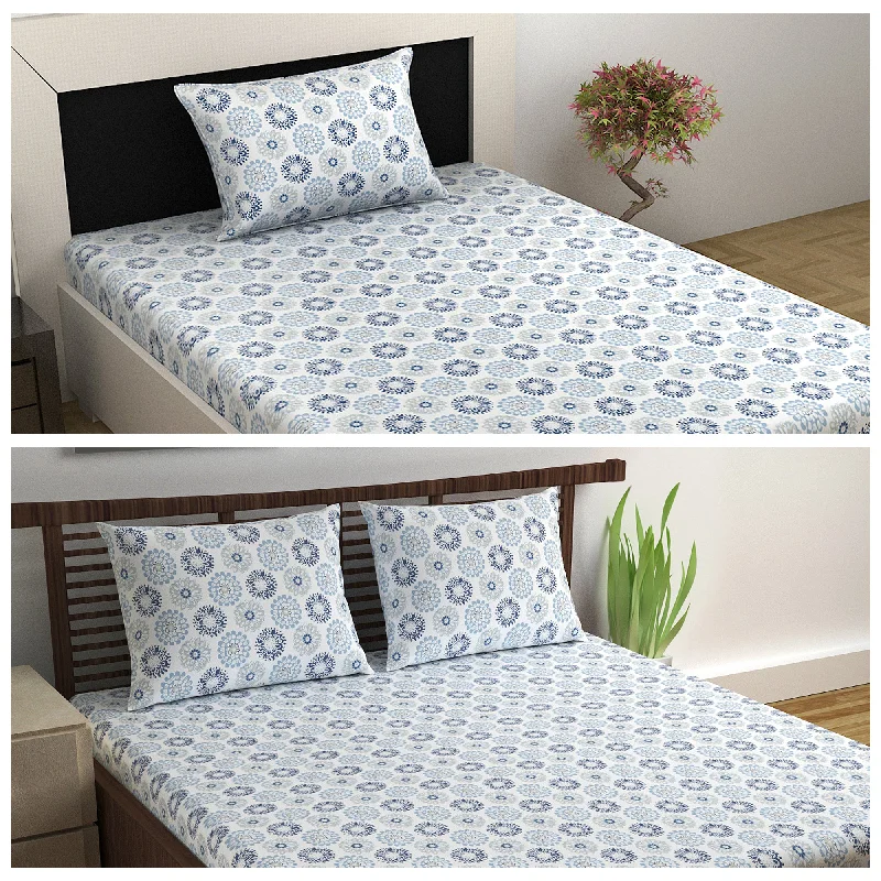 Moisture - Wicking Cotton Sheets for a Dry and Comfortable SleepDahlia Print Combo Bedsheet for Single and Double Bed