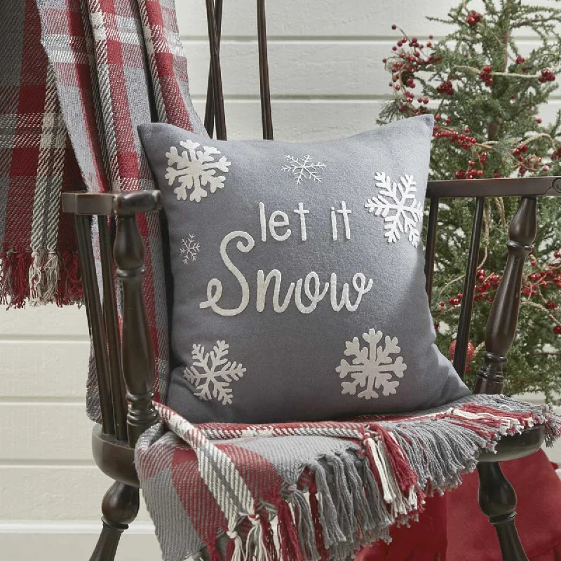 Adjustable Pillows for Customized ComfortLet It Snow Felt 16" Pillow Set - Down Feather Fill Set of 2 Park Designs