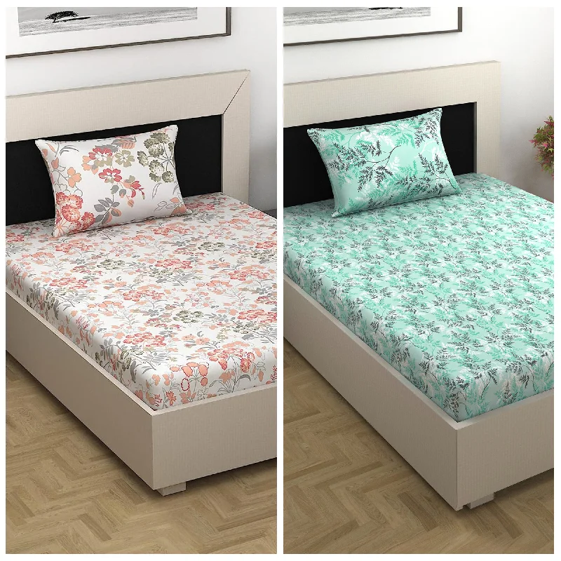 Organic Flannel Sheets for a Natural and Warm SleepPeach and Green Floral Print Combo Bedsheet for Single Bed