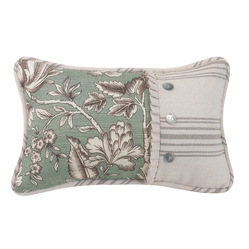 Orthopedic Pillows for Back Pain ReliefHiEnd Accents Printed floral pieced with woven stripe and pearlized button detail