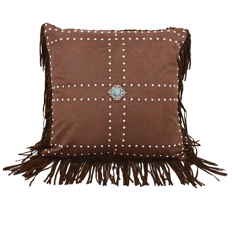 Feather Pillows for a Luxurious SleepHiEnd Accents Faux leather pillow w concho and studs