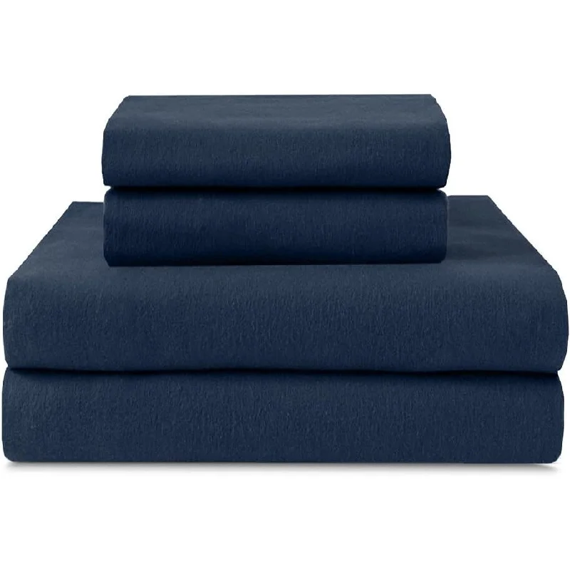 Wrinkle - Free Polyester Sheets for a Low - Maintenance Bed100 Percent Cotton Double Brushed Flannel Sheet Set - 170 GSM Heavyweight, Deep Pockets - Indigo