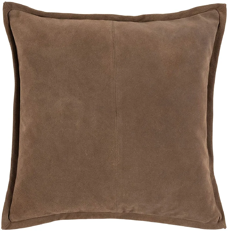 Plush Pillows for a Cozy BedBenzara Square Leatherette Throw Pillow with Flanged Edges, Chestnut Brown