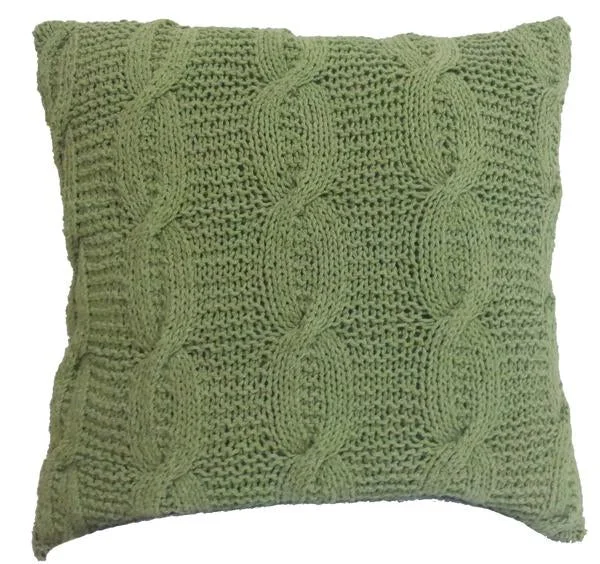 Back Support Pillows for Office ChairsBenzara 18 X 18 Inch Cotton Cable Knit Pillow with Twisted Details, Set of 2, Green