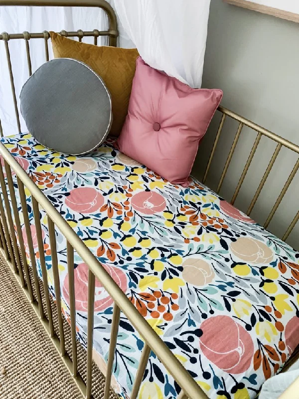 Wrinkle - Free Polyester Sheets for a Low - Maintenance BedPop Ya Tot - Cotton Muslin Cot Sheet - Billie Blossom