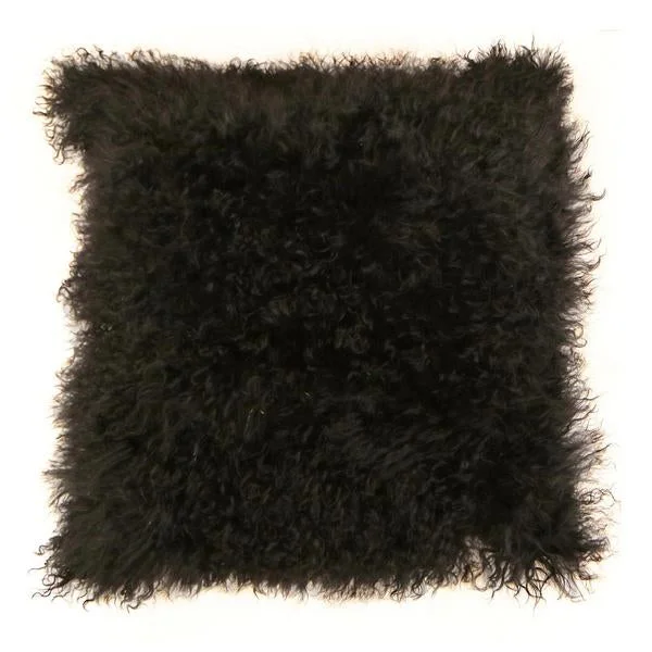 Kids Pillows with Fun DesignsBenzara Faux Fur Pillow with Removable Cover and Zipper Closure, Black