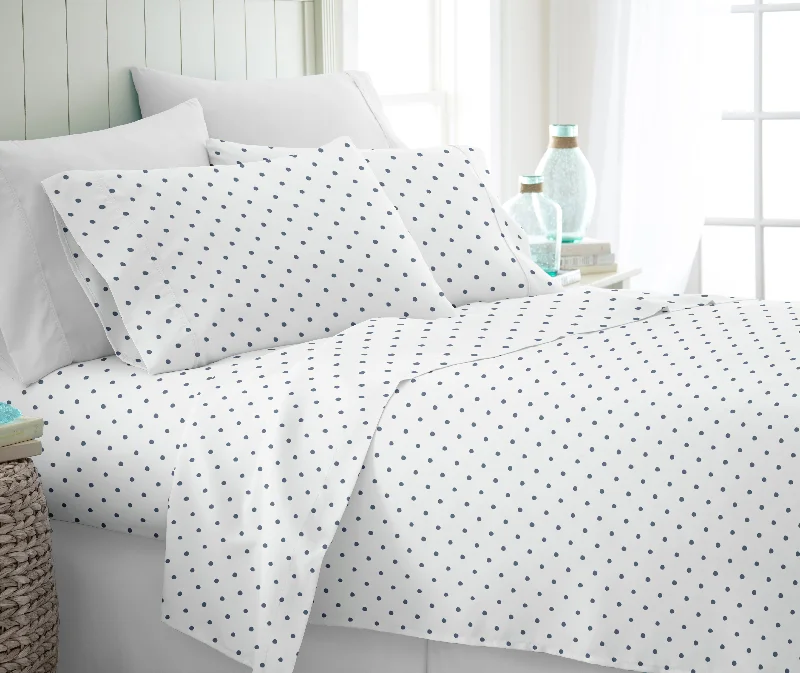 Anti - Pill Microfiber Sheets for a Smooth AppearanceDots Pattern 4-Piece Sheet Set