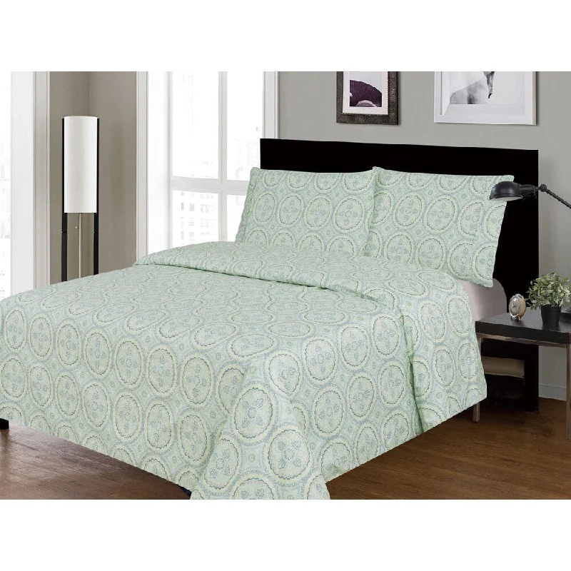 Thermal - Regulating Bamboo Sheets for All - Season ComfortRT Designers Collection Solice Printed Sheet Set - Multi-color