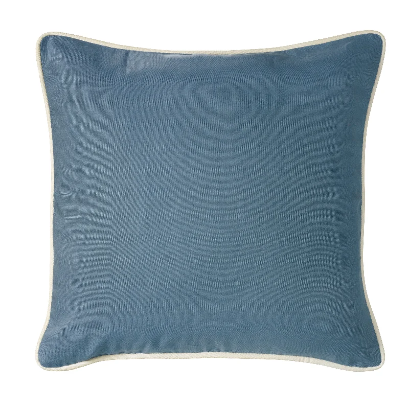 Round Pillows for Boho-Style InteriorsHiEnd Accents Monterrey Blue Euro w/White Piping