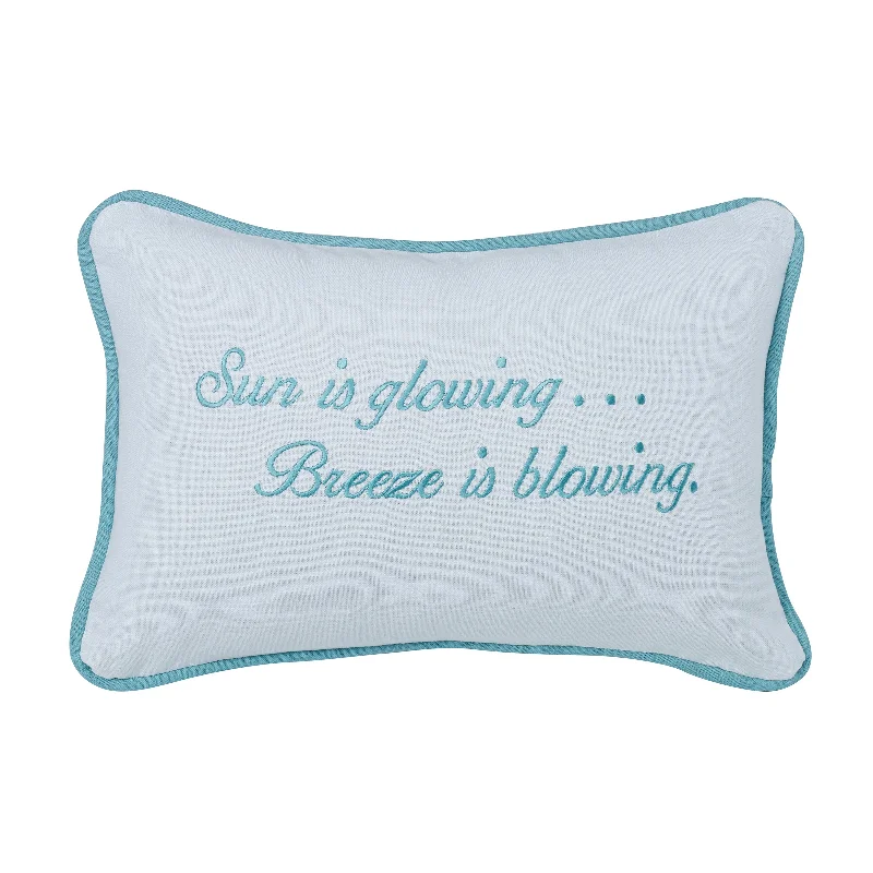 Kids Pillows with Fun DesignsHiEnd Accents Embroidered ``Sun is glowing. Breeze is Blowing`` Pillow