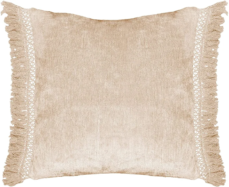 Cooling Pillows for Hot SleepersBenzara Fabric Wrapped Throw Pillow with Textured Design and Fringes, Cream