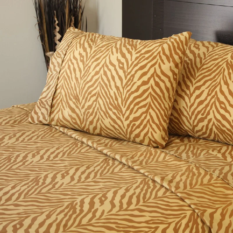 King - Size Sheet Sets with a Decorative Pillow SetWinsor Home Series 1200 Thread Count Sheet Set Tiger Print