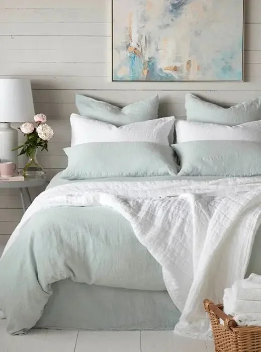 Velvet duvet covers for a plush and cozy lookDuck Egg 100% Linen Bed Linen