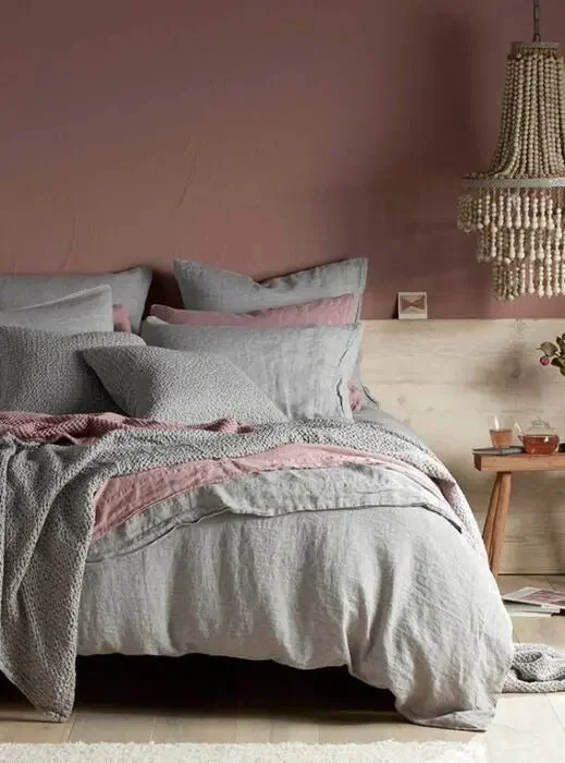 Anti - dust mite duvet covers to keep the sleep environment cleanFlint Grey 100% Linen Bed Linen