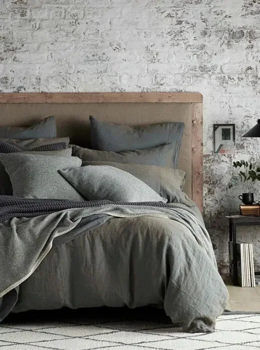 Custom - sized duvet covers to fit unique or non - standard bed framesSea Green 100% Linen Bed Linen