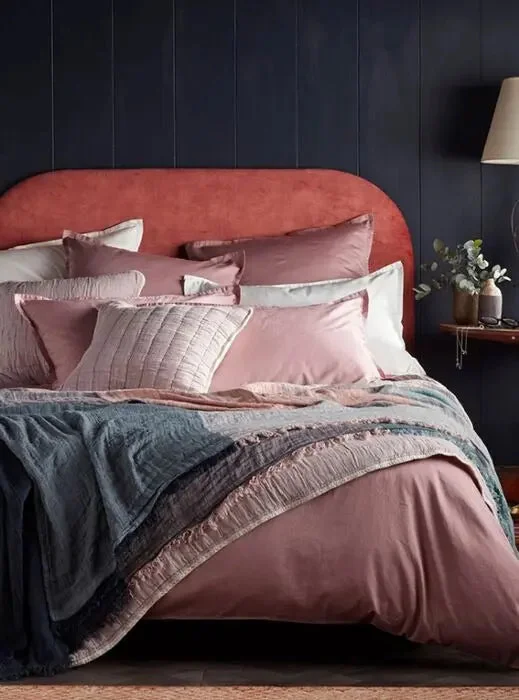 Queen - size duvet covers for standard queen - sized mattressesVintage Rose 100% Linen Bed Linen