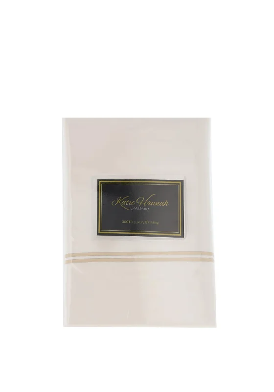 Oversized duvet covers that drape beautifully over the sides of the bed for a luxurious lookKatie Hannah by Mc Elhinneys Sateen Cord Detail Duvet Set, Champagne