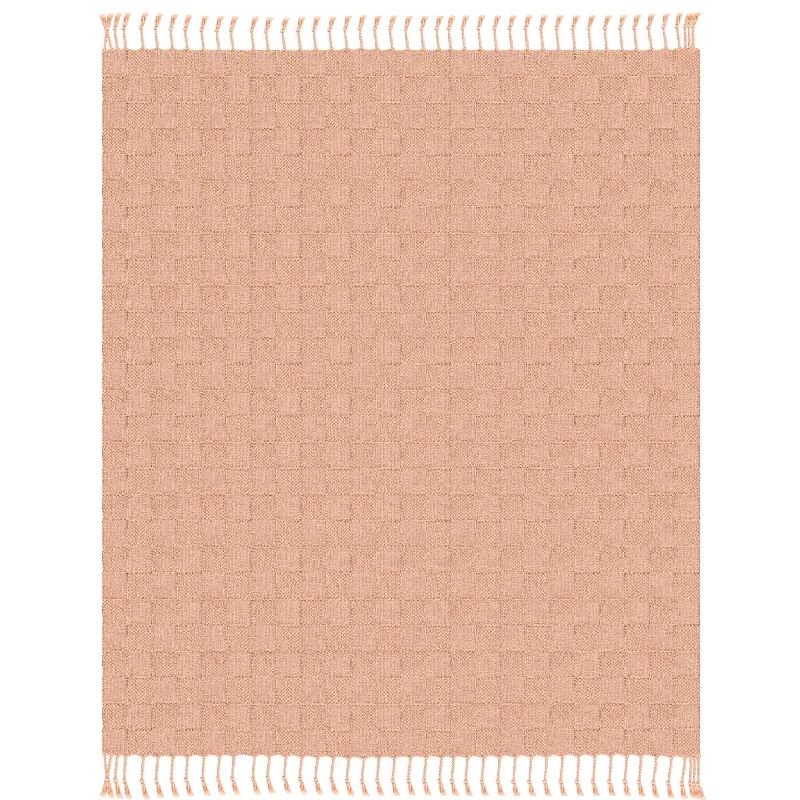 Linen blankets with a rustic and textured look50" X 60" Orange Woven Cotton Throw Blanket with Fringe