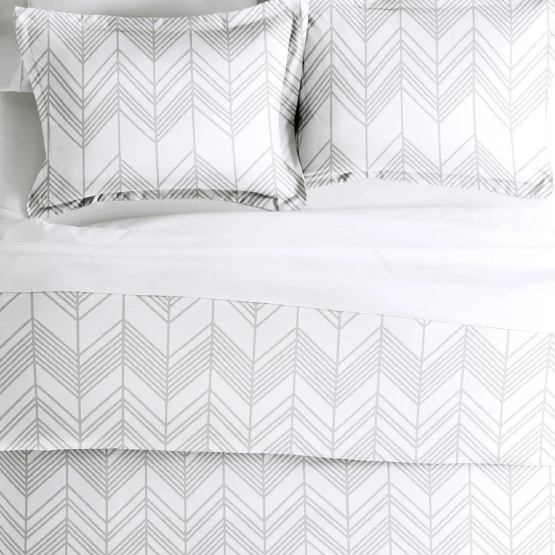 Button - closure duvet covers for a classic and secure fasteningAlps Chevron Light Gray Pattern Duvet Cover Set Ultra Soft Microfiber Bedding