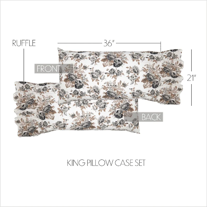 Adjustable Pillows for Customized ComfortAnnie Portabella Floral Ruffled King Pillow Case Set of 2 21x36+8