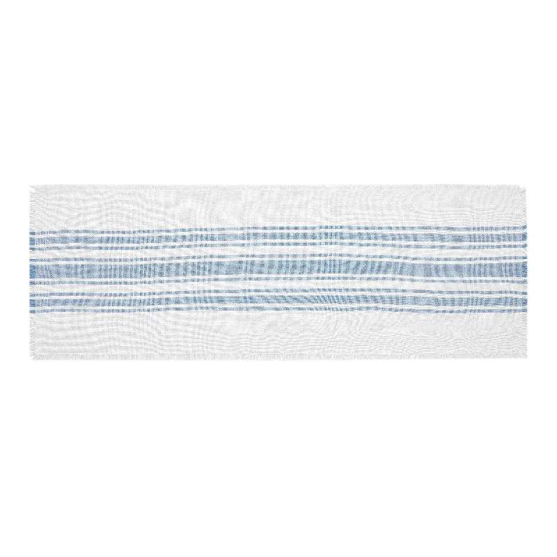 Antique White Stripe Blue Indoor/Outdoor Runner 12x36