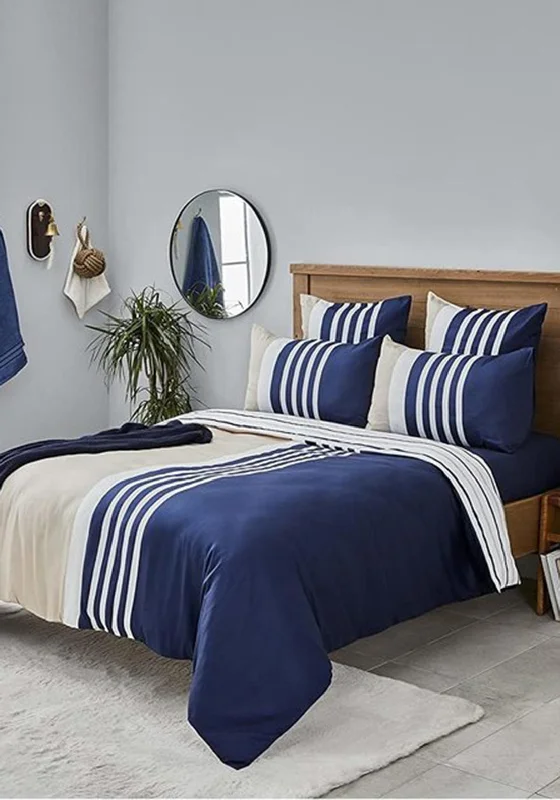 Tie - closure duvet covers with fabric ties for a more decorative and adjustable optionNautica Home Aport Duvet Cover Set, Cream & Navy