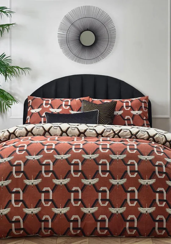 Teen - room duvet covers with trendy and age - appropriate patternsFurn Avalon Geometric Duvet Cover Set, Brick