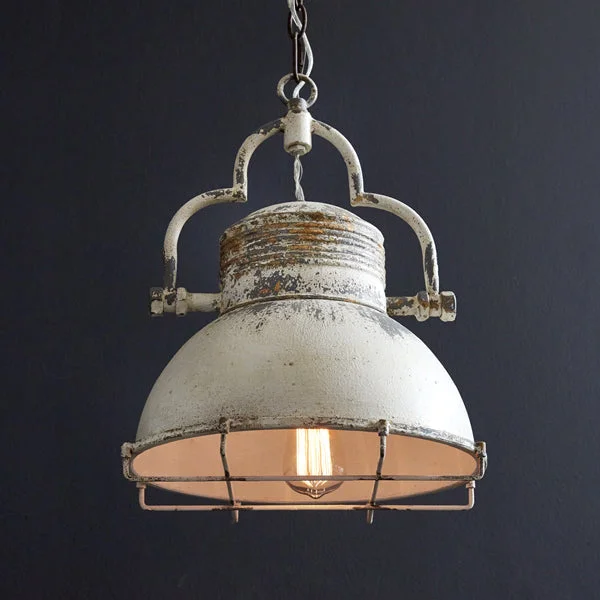 Caged White Barn Pendant Light