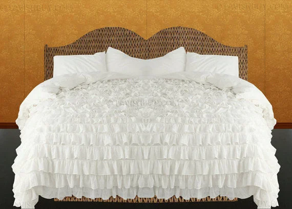 Clearance - priced duvet covers for a great deal on last - season modelsBed duvet covers to enhance the comfort and aesthetics of the bedroomCalking Ivory Ruffle Duvet Cover Set Egyptian Cotton 1000TC