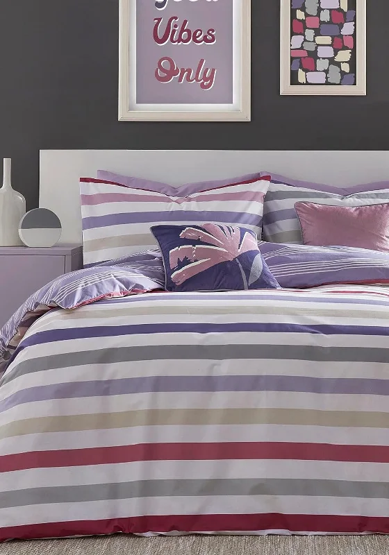 Velvet duvet covers for a plush and cozy lookFusion Carlston Stripe Duvet Cover Set, Lilac