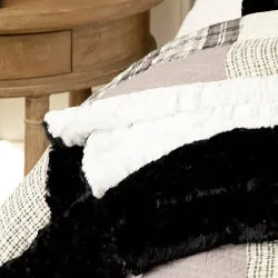 Wool blankets with natural warmth and insulationCosy Rose White Black Blanket Set (220 x 220cm)