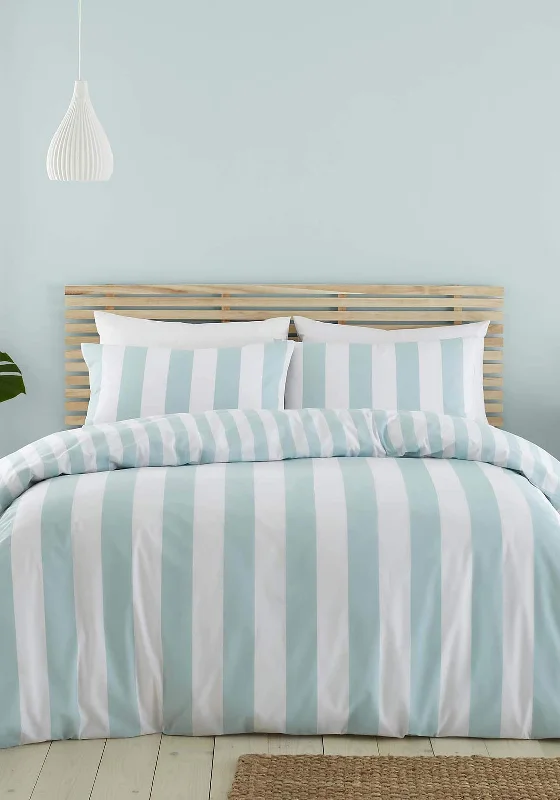 Silk duvet covers for a smooth and elegant touchCatherine Lansfield Modern Living Cove Stripe Duvet Cover Set, Seafoam