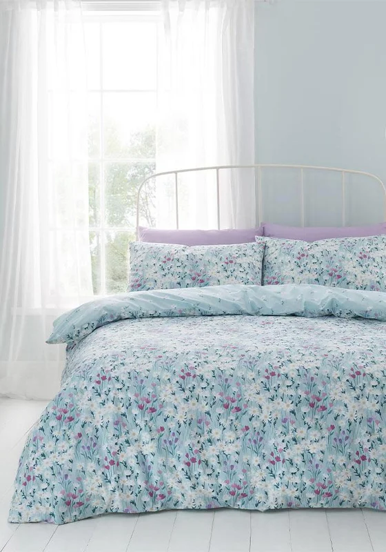 Mid - priced duvet covers with a good balance of quality and costCatherine Lansfield Daisy Meadow Duvet Cover Set, Blue Multi