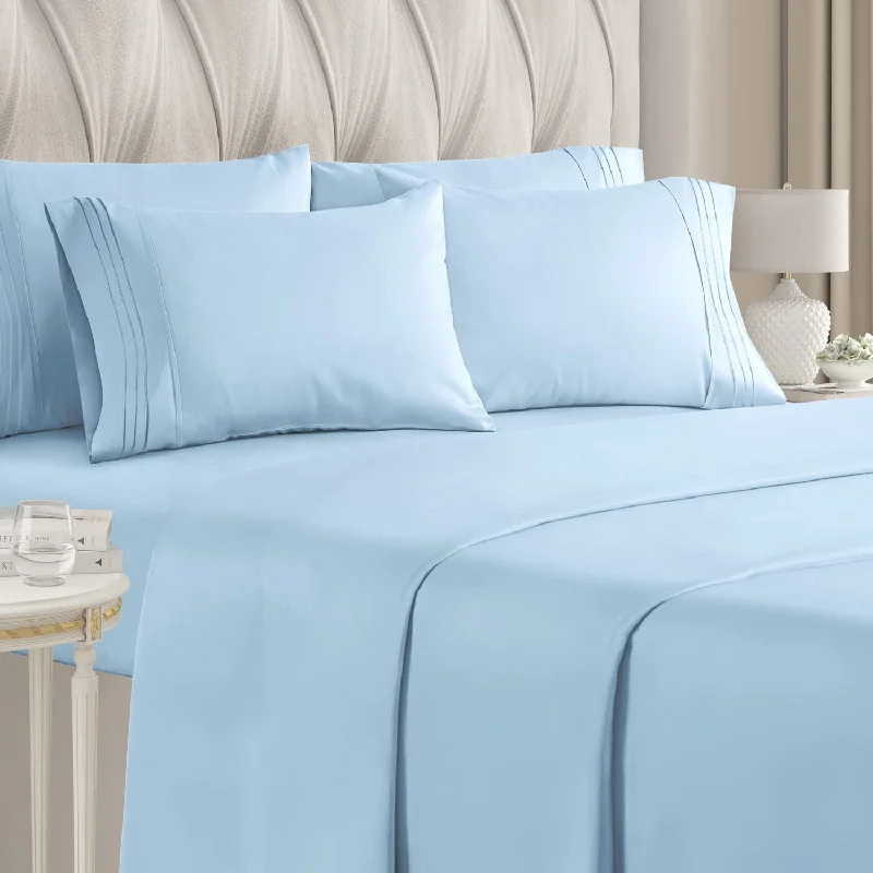 Zipper - closure duvet covers for easy removal and washing1200 Thread Count Light Blue Duvet Cover Set - Egyptian Cotton Luxury Bedding