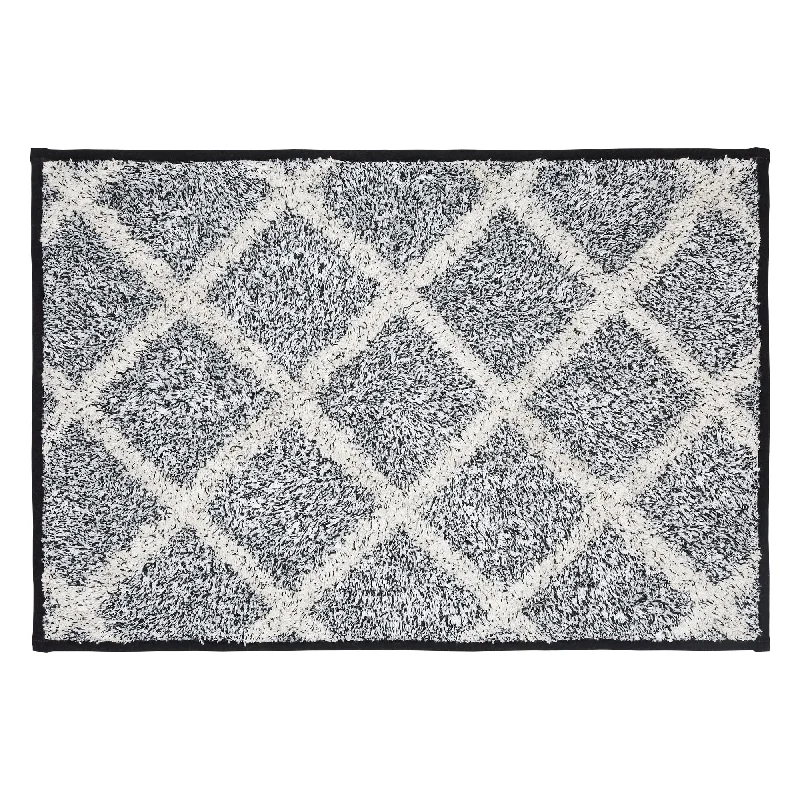 Frayed Lattice Creme & Black Bathmat 20x30