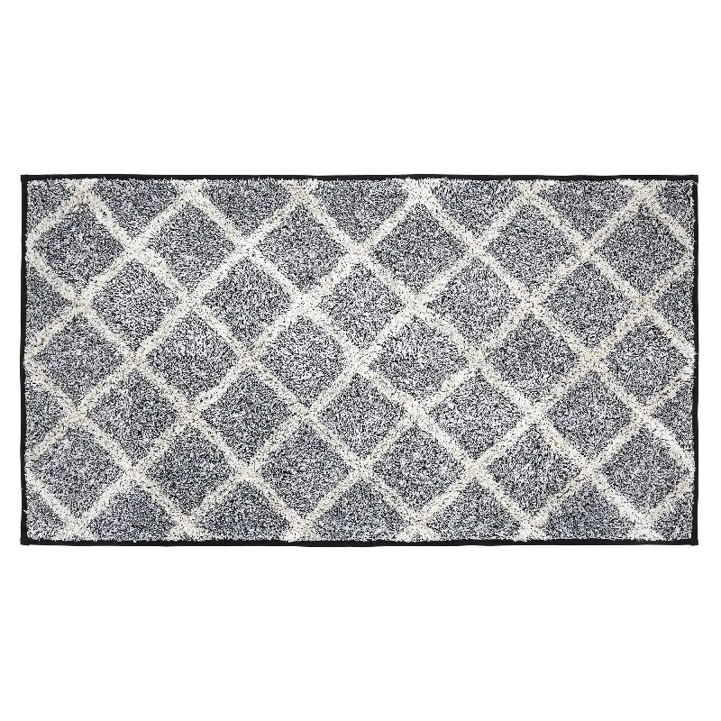 Frayed Lattice Creme & Black Bathmat 27x48