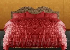 Light - blocking duvet covers for a better sleep during the dayFull Brick Red Ruffle Duvet Cover Set Egyptian Cotton 1000TC