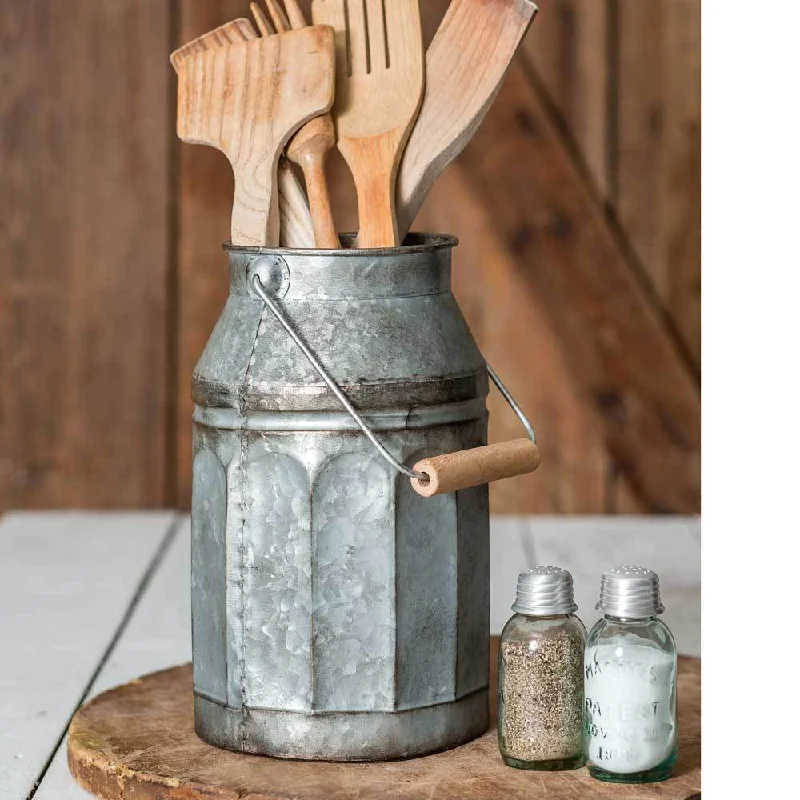 Galvanized Milk Pail With Wood Handle