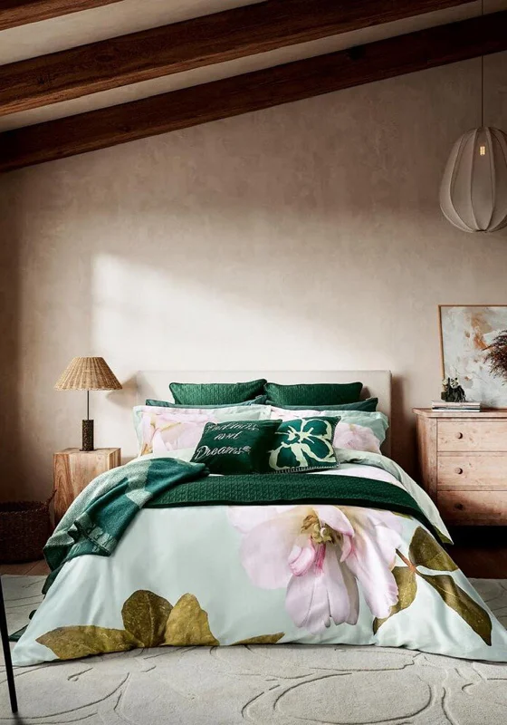 Solid - colored duvet covers in classic colors like white, black, and navy for a timeless lookTed Baker Gardenia Floral Duvet Cover Set, Mint