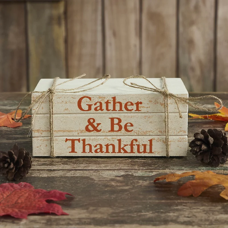 Gather & Be Thankful Faux Book Stack 2.5x6x4